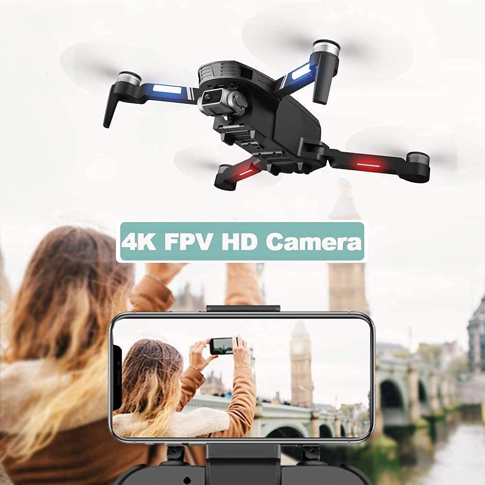 4DRC 4DF4 GPS Drones with Camera for Adults 4K,HD 2-Axis gimbal Anti-shake FPV Camera Live Video,Brushless Motor RC Quadcopter, Auto Return,GPS Follow Me,Waypoint Fly,2 Batteries and Carrying Case