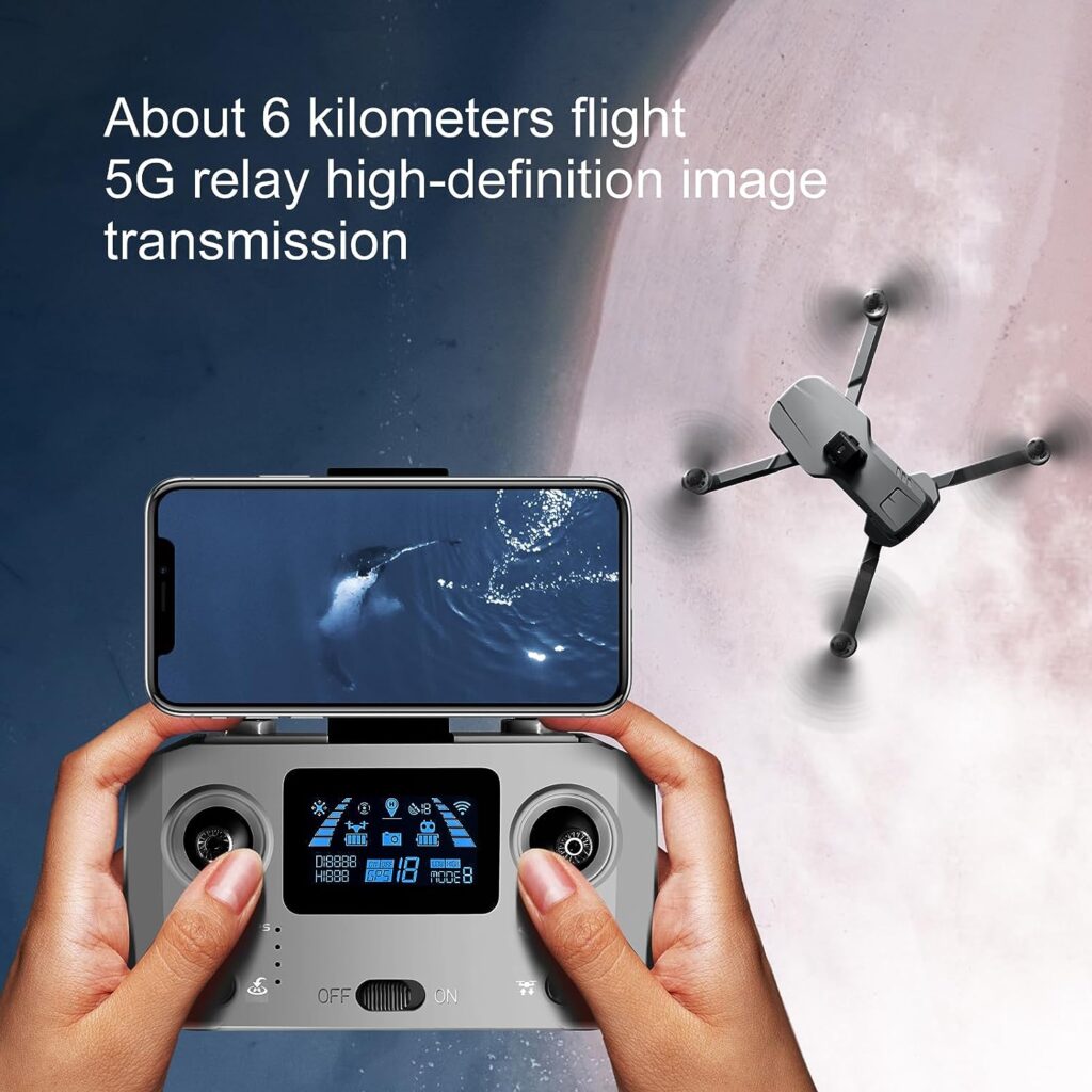 GoolRC Foldable GPS Drone with Dual 2.7K Camera, Brushless Motor, Optical Flow Hovering, Gesture Photography, Headless Mode, and Storage Bag - Remote Control Drone