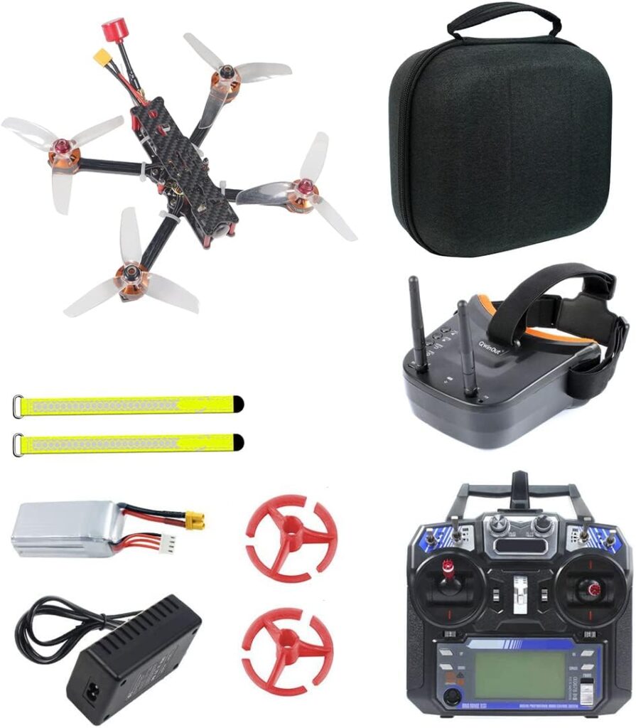 QWinOut DIY F4 X1 175mm FPV Racing Drone Quadcopter RTF with FPV Goggles F4 3-4S AIO Flysky Remote Controller EVA Handbag (with Bag)