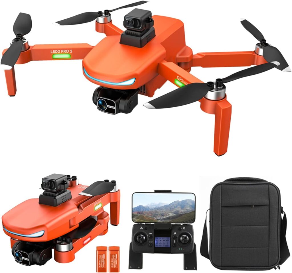 GoolRC GPS Drone with 4K Camera for Adults, 5G WiFi FPV RC Quadcopter with 3-Axis Gimbal, Brushless Motor, Obstacle Avoidance, Auto Return Home, Follow Me, Circle Fly, Bag and 2 Batteries (Orange)