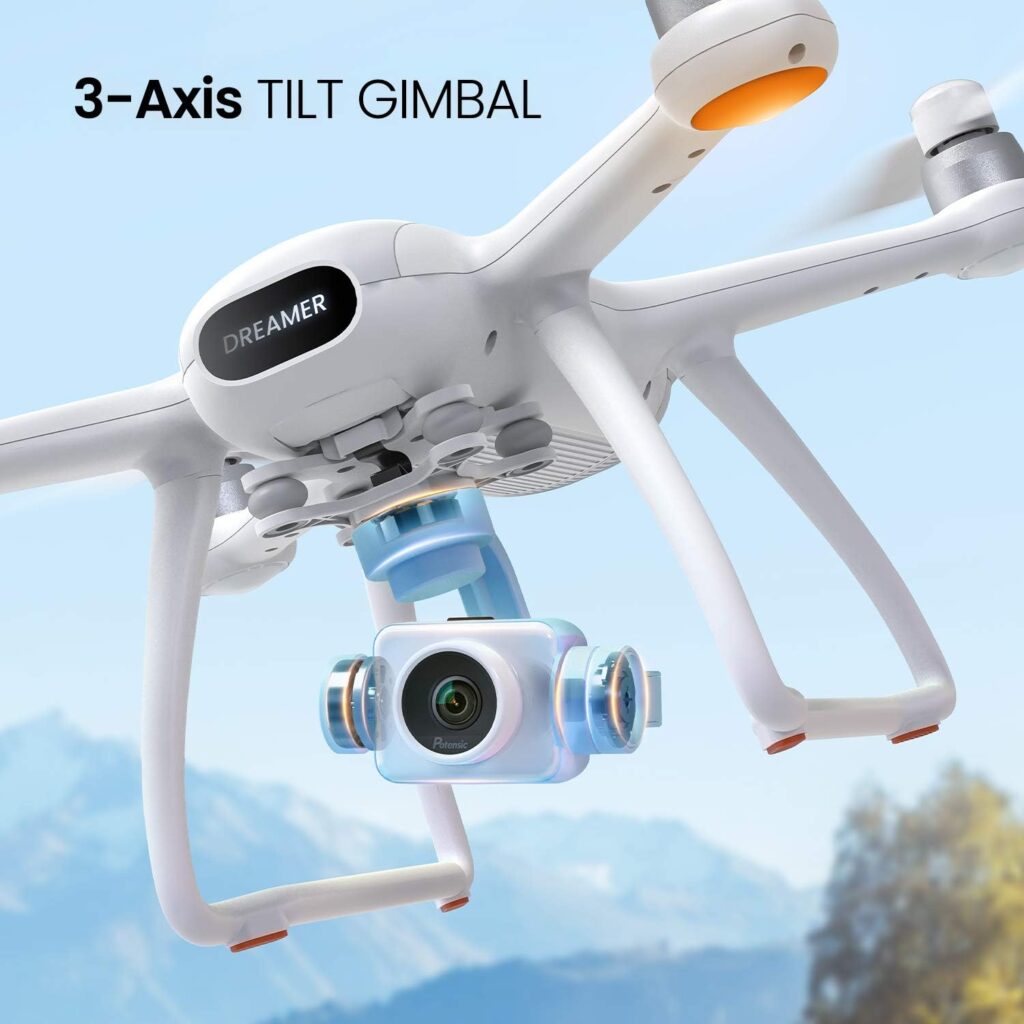 Potensic Dreamer Pro 4K Drones with Camera for Adults, 3-Axis Gimbal GPS Quadcopter with 2KM FPV Transmission Range, 28mins Flight, Brushless Motor, Auto-Return, Portable Carry case and 32G SD Card