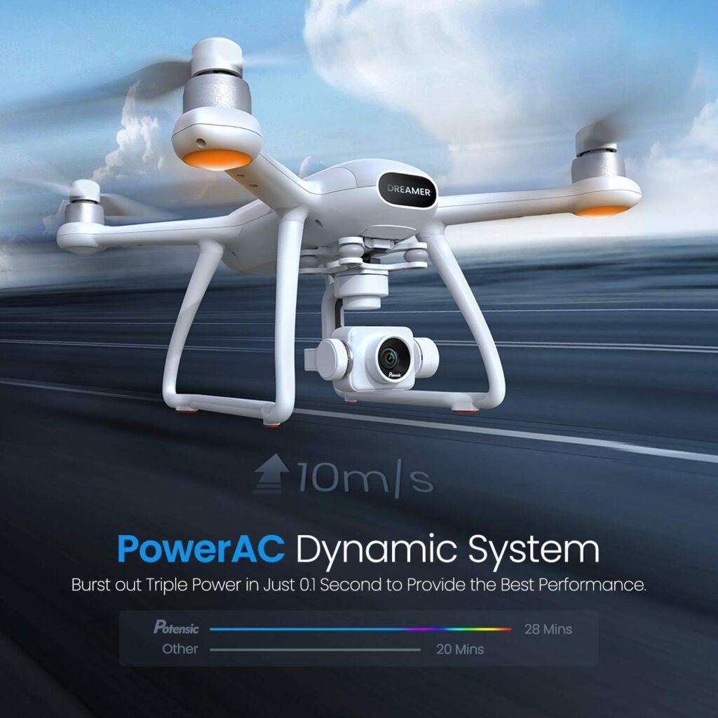 Potensic Dreamer Pro 4K Drones with Camera for Adults, 3-Axis Gimbal GPS Quadcopter with 2KM FPV Transmission Range, 28mins Flight, Brushless Motor, Auto-Return, Portable Carry case and 32G SD Card