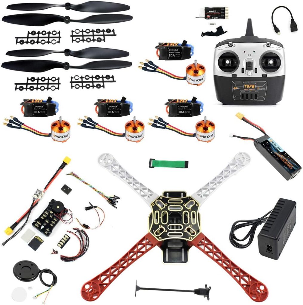 QWinOut 4-Axle 450mm DIY Drone Kit PIXHAWK 32 bit 2.45 FC F450 Airframe RC Quadcopter Unassembly Kit (Standard Version)